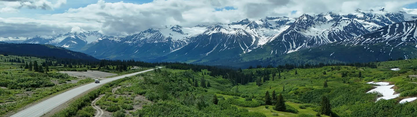 Alaska road through mountain scenery