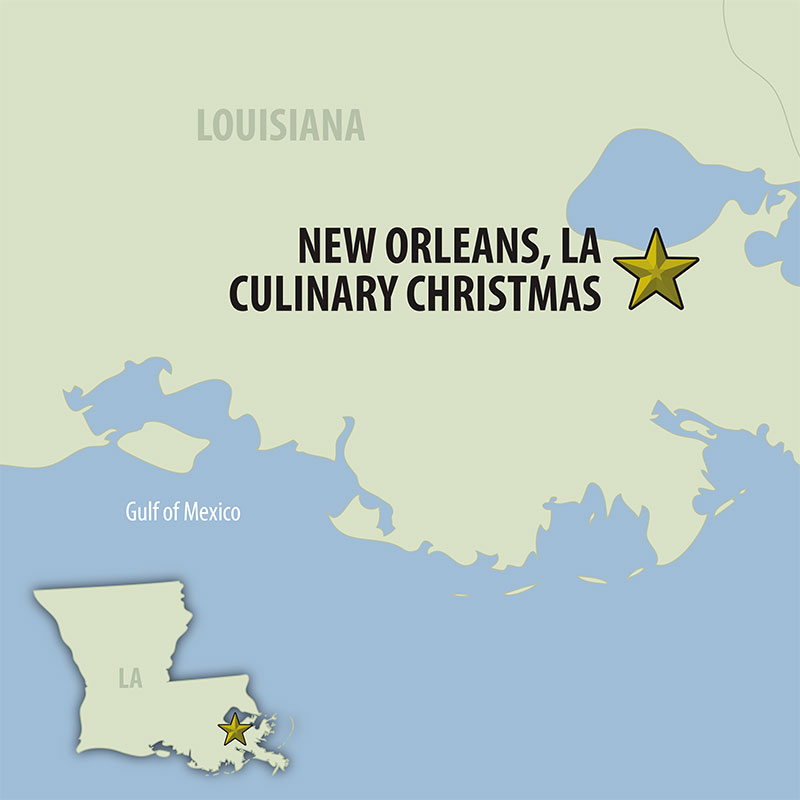 7 Day New Orleans Culinary Christmas Rally (07UNOP-120622) Map