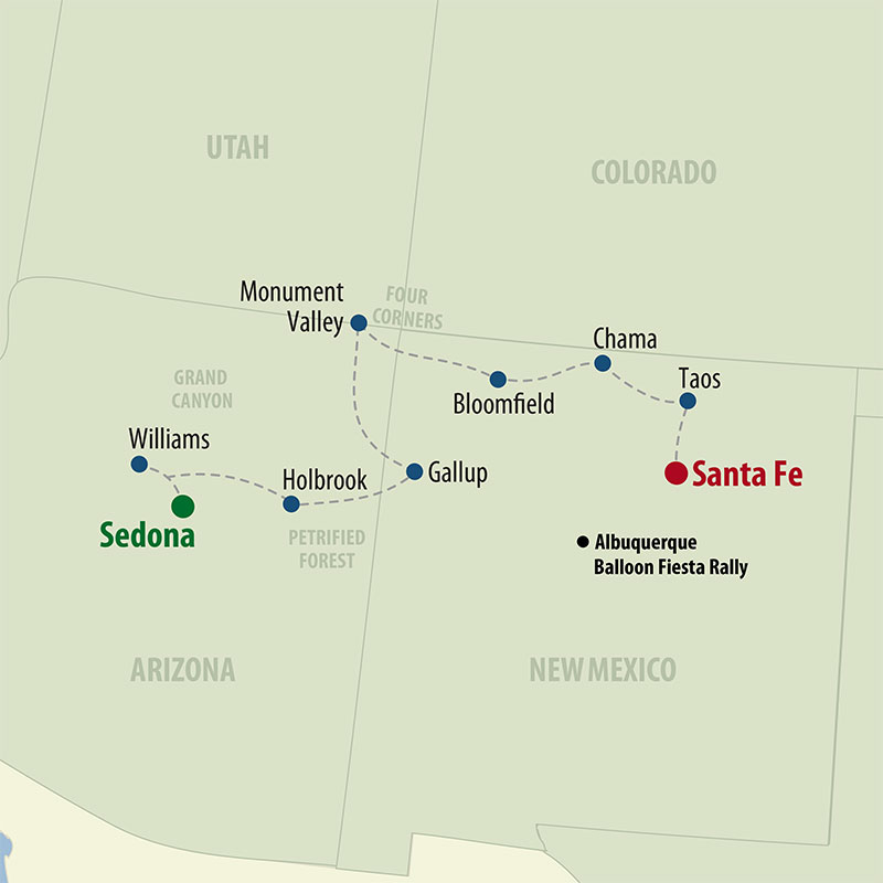 25 Day Sensational Southwest (25USSW-091122) Map