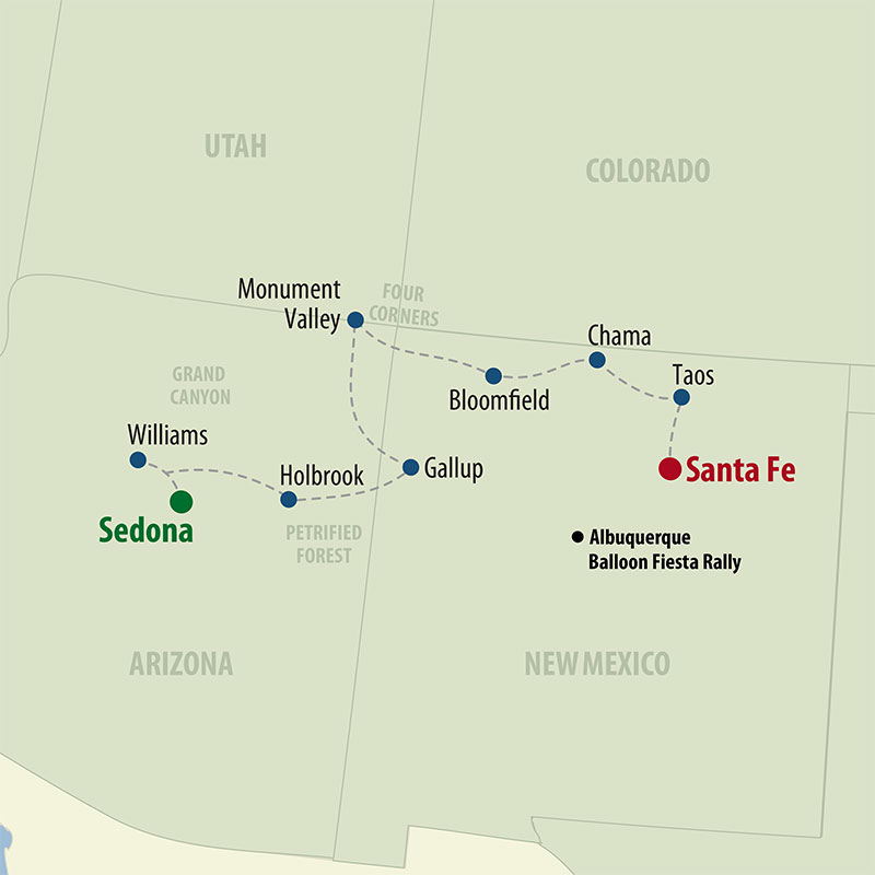 25 Day Sensational Southwest (25USSP-090725) Map