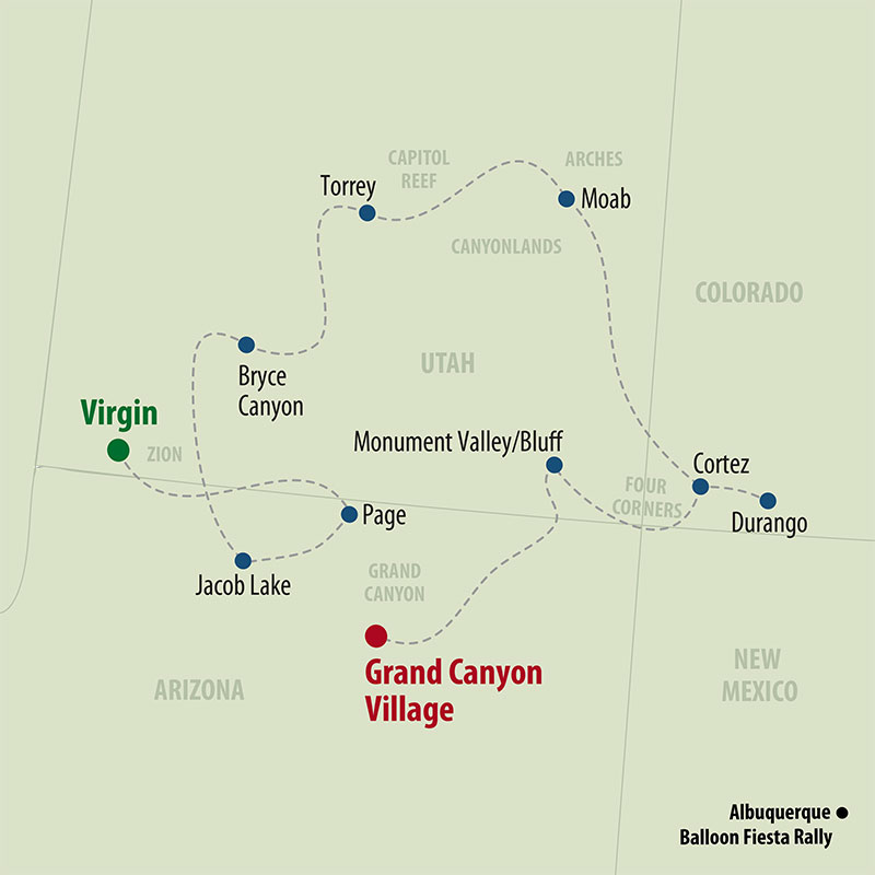 34 Day Western National Parks (34UWNP-082420) Map