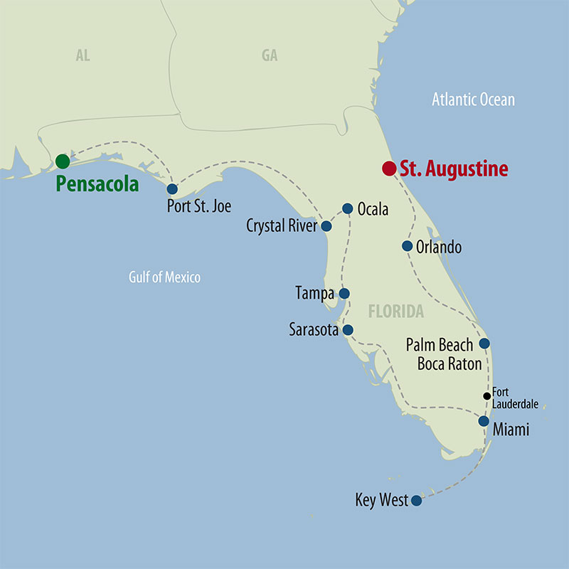 35 Day Florida Sunshine Getaway (35USGF-102318) Map