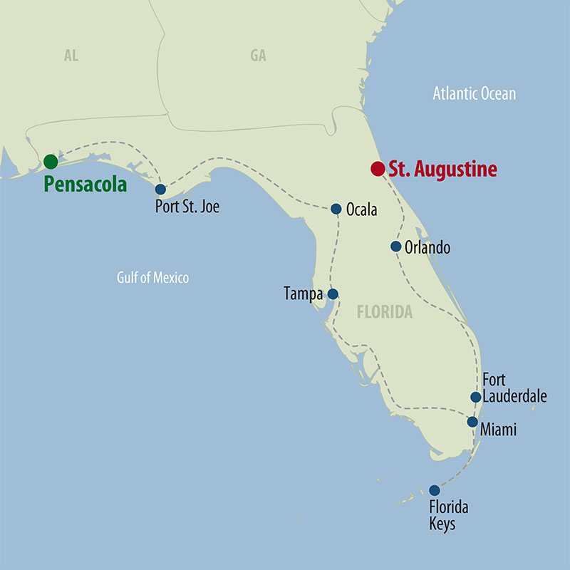36 Day Florida Sunshine Getaway (36USGF-022324) Map