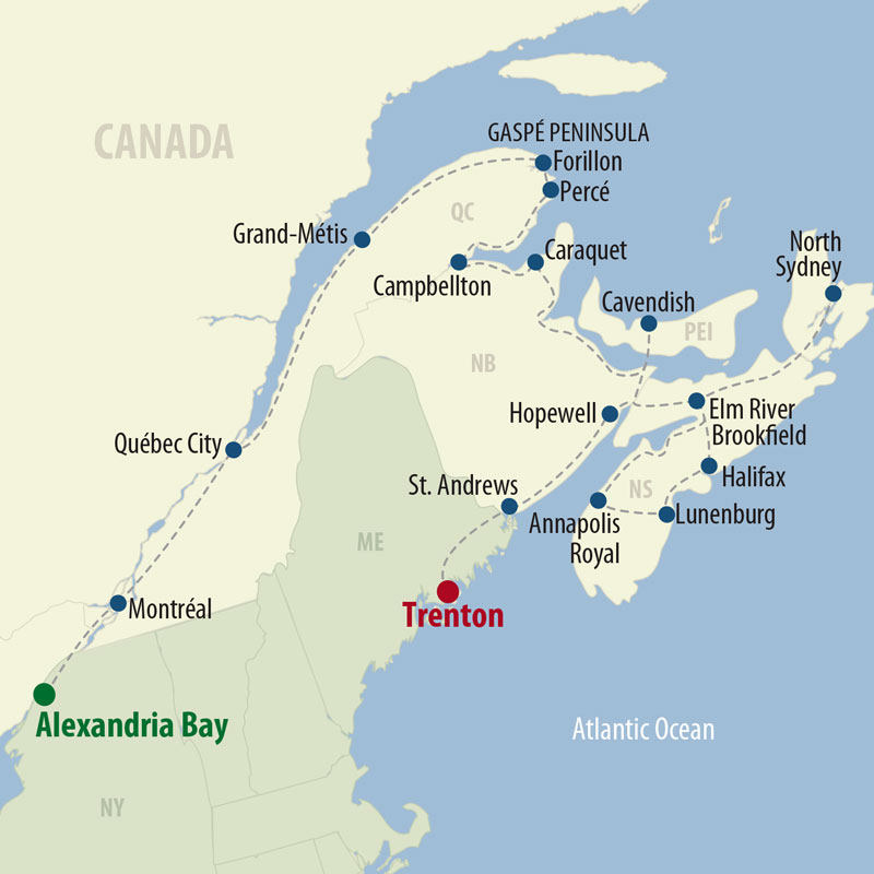 43 Day Best of Gaspé & Maritime Provinces (43CGLP-080427) Map