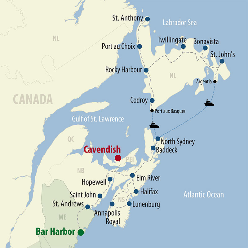 49 Day Atlantic Provinces Deluxe (49CAPF-061025) Map
